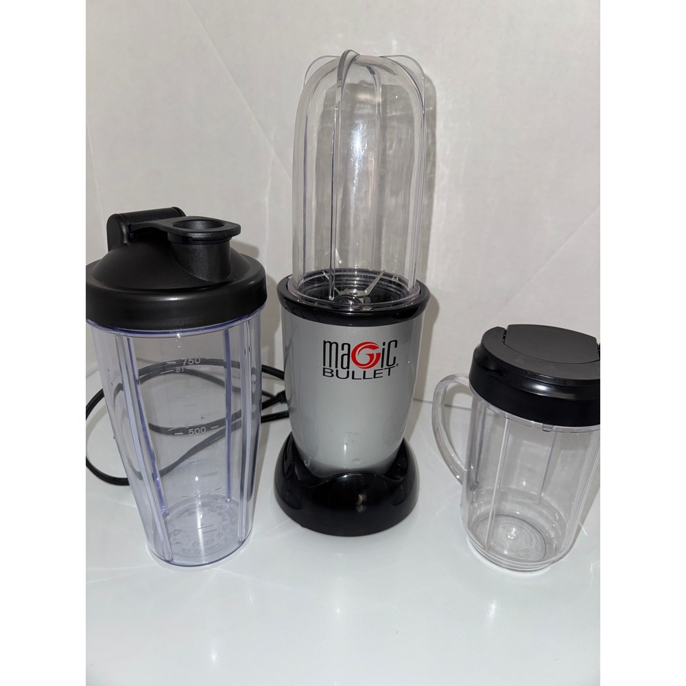 Magic Bullet Personal Blender Silver Black 250W MBR-1101 with 3 Cups and Lids